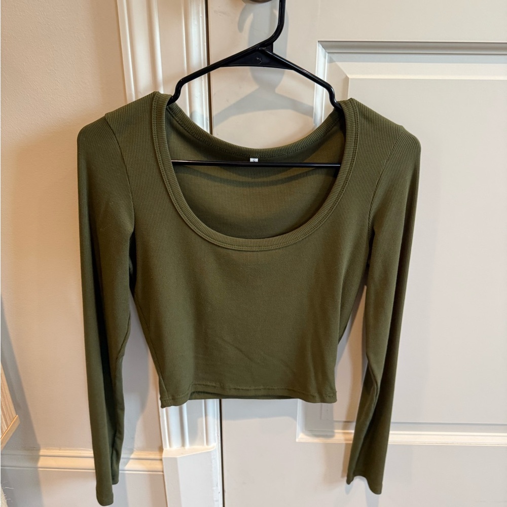 Olive Green Long Sleeve Women's Top